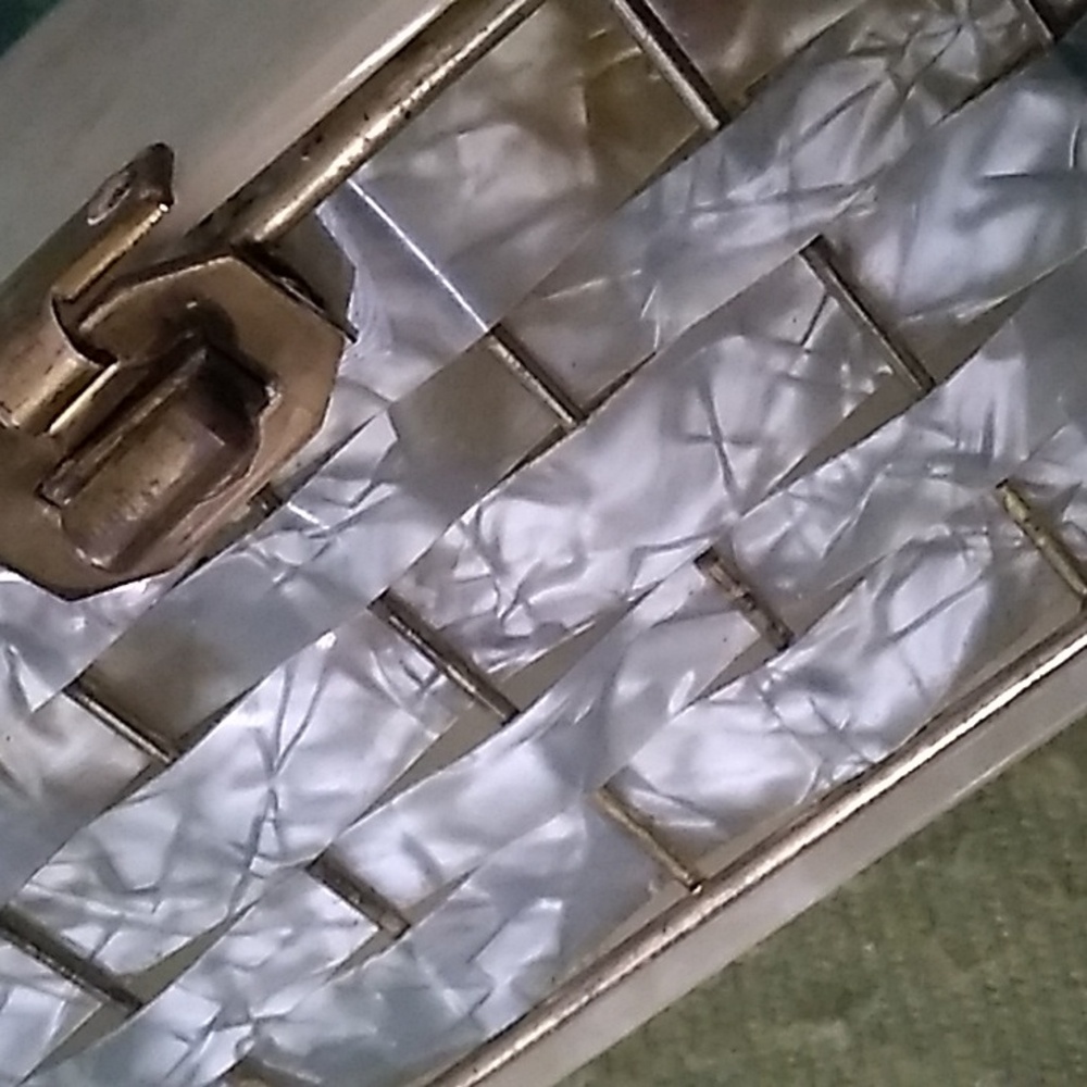 Vintagepearlized Marble Plastic Rectangle Purse - image 7